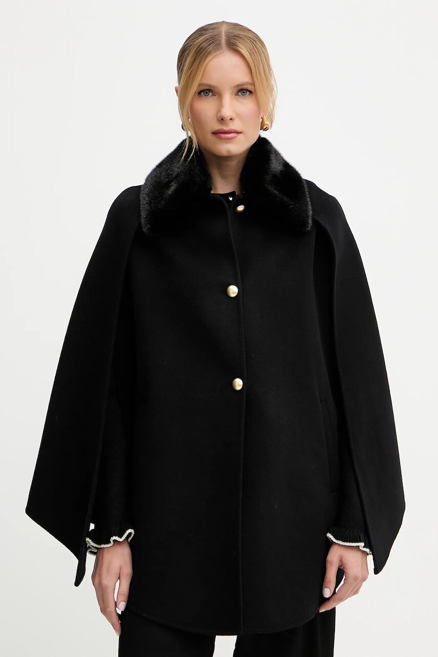 Kabát ERMANNO Firenze čierna farba, 57TD046EY0