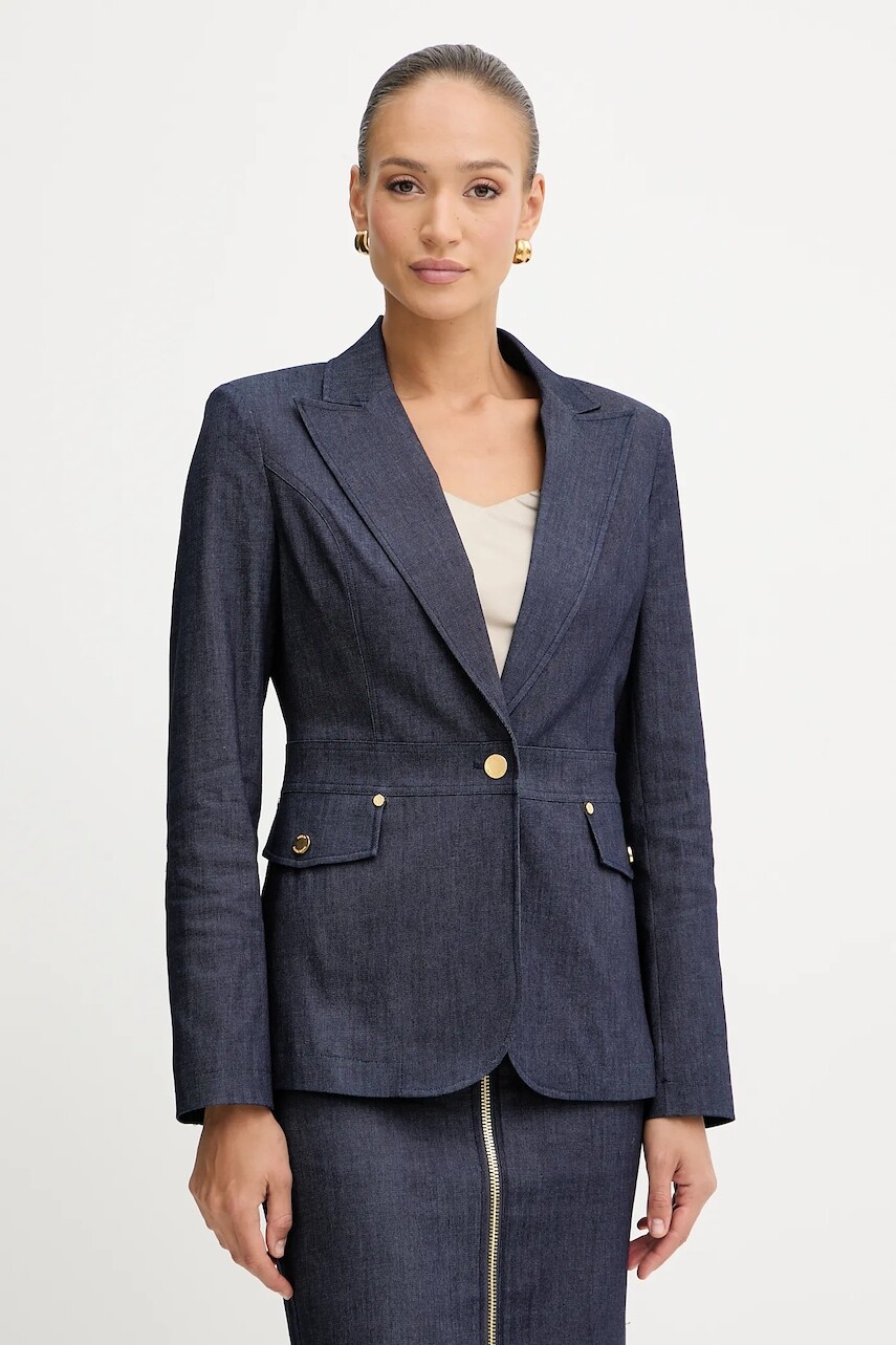 Rifľová bunda Marciano by Guess tmavomodrá farba, jednoradová, jednofarebná, 5YPN22 7457A