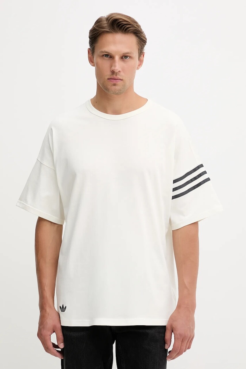 Bavlnené tričko adidas Originals Neu C Tee pánske, béžová farba, jednofarebné, HZ3698