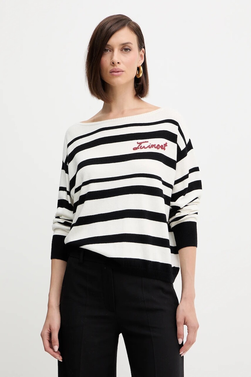 Sveter s prímesou vlny Twinset čierna farba, ľahký, 252TP3091