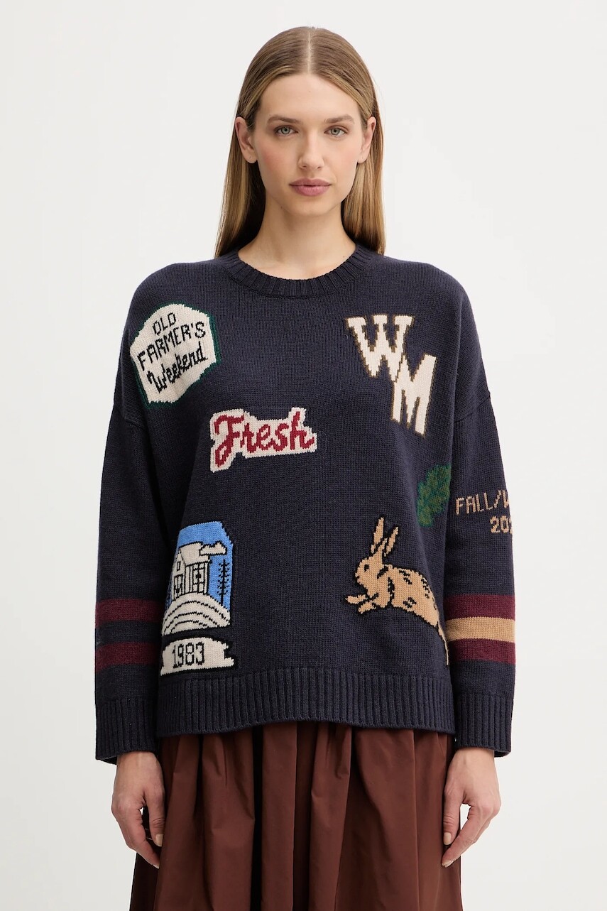 Vlnený sveter Weekend Max Mara PAVIDI tmavomodrá farba, ľahké, 2525366262600