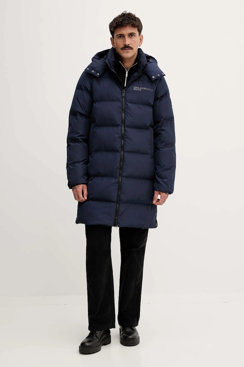 Bunda Karl Lagerfeld Jeans tmavomodrá farba, zimná, A4M15028