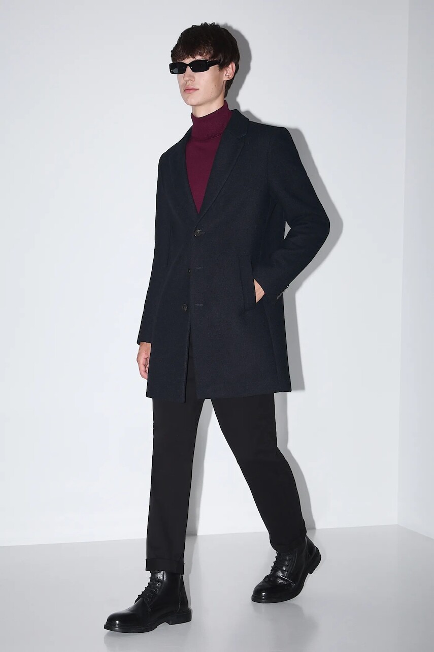 Kabát s prímesou vlny Medicine tmavomodrá farba