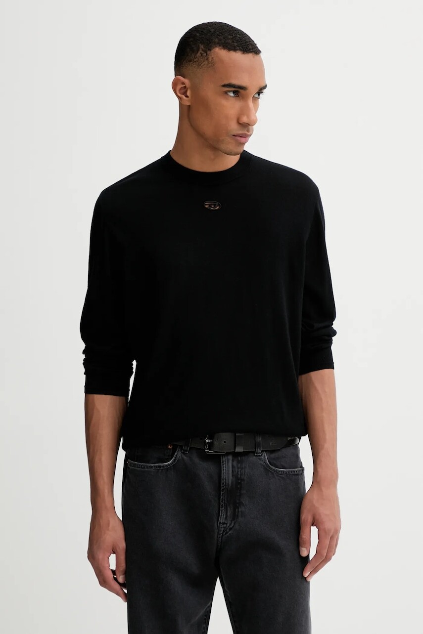 Vlnený sveter Diesel K-VALIAM čierna farba, ľahký, A17442.0DCCH