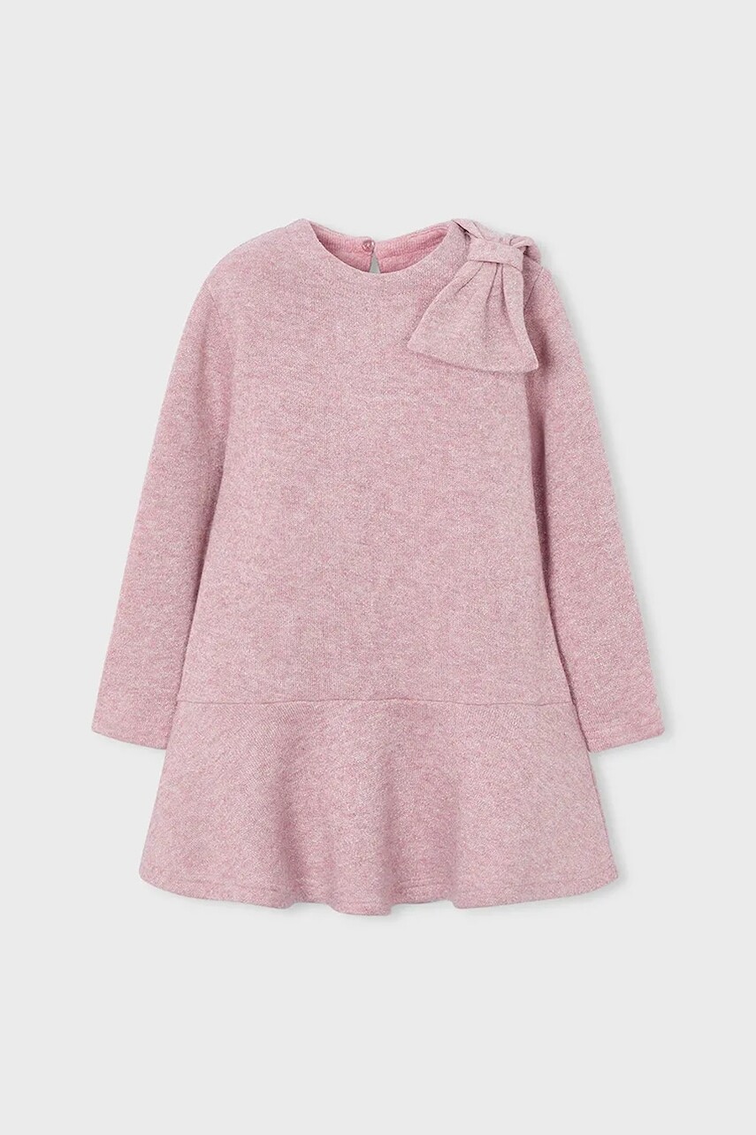 Dievčenské šaty Mayoral ružová farba, mini, áčkový strih, 4991