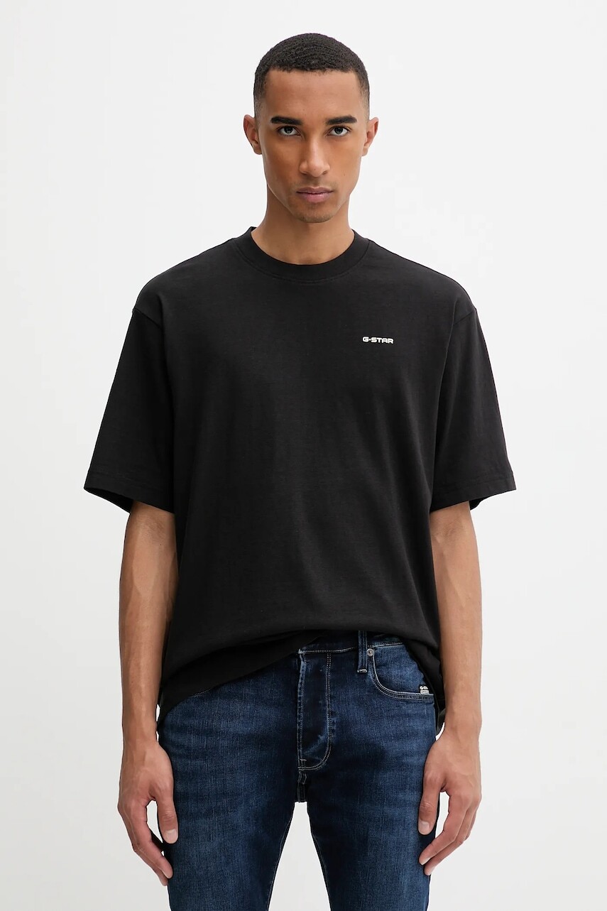 Bavlnené tričko G-Star pánske, čierna farba, jednofarebné, D26817.D593