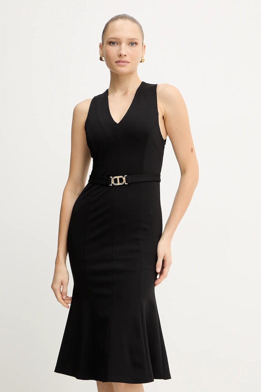 Šaty Twinset čierna farba, midi, rovný strih, 252TP2606