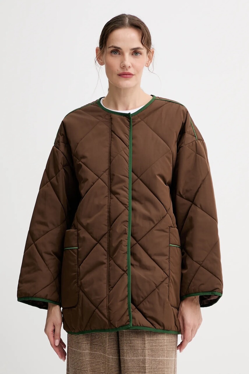 Bunda American Vintage hnedá farba, prechodná, oversize, VOW16A