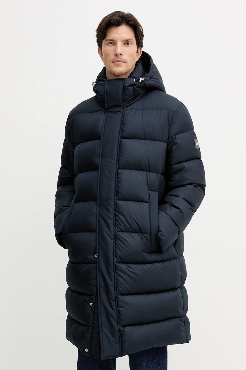 Bunda BOSS tmavomodrá farba, zimná, 50540474