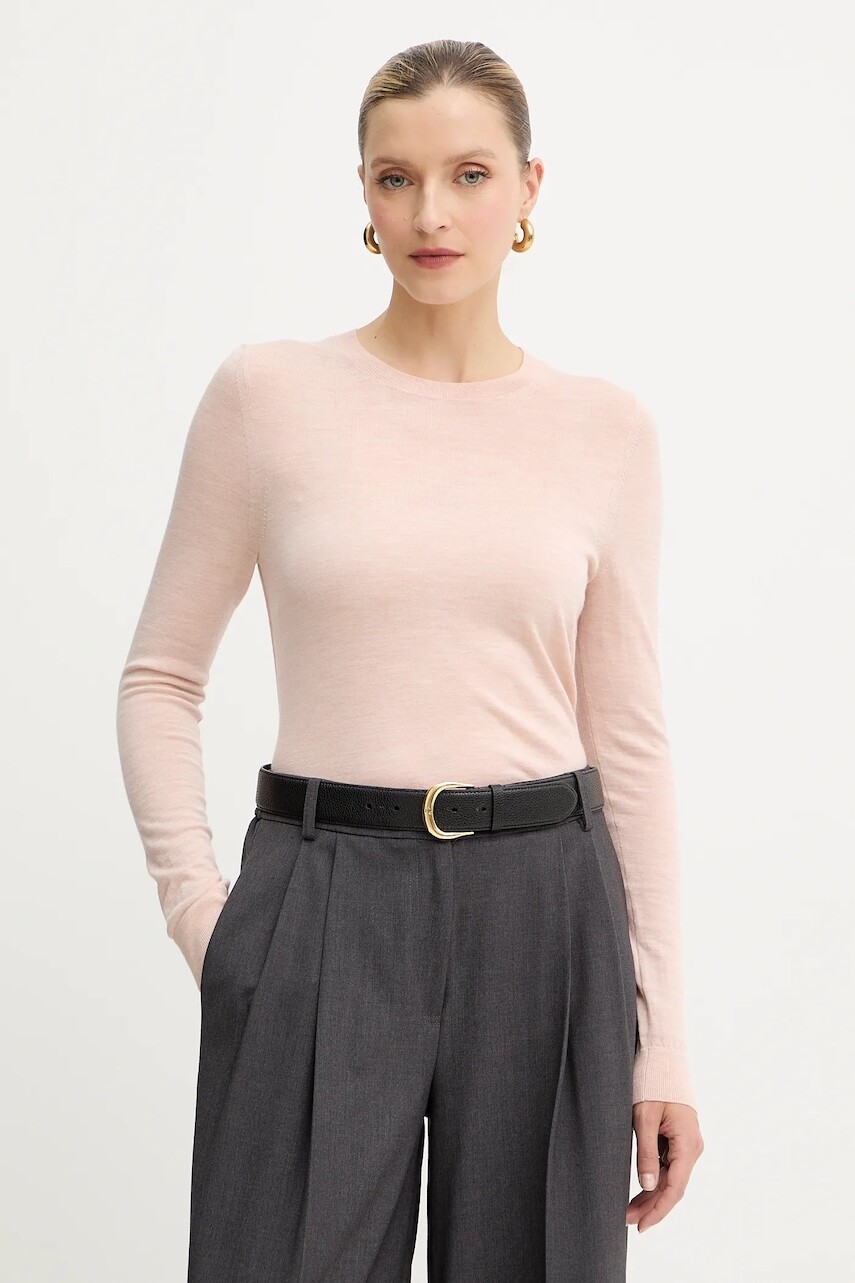 Vlnený sveter BOSS ružová farba, ľahký, 50544987