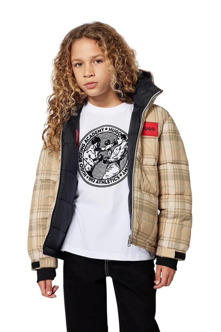 Detské bavlnené tričko HUGO biela farba, s potlačou, G00439