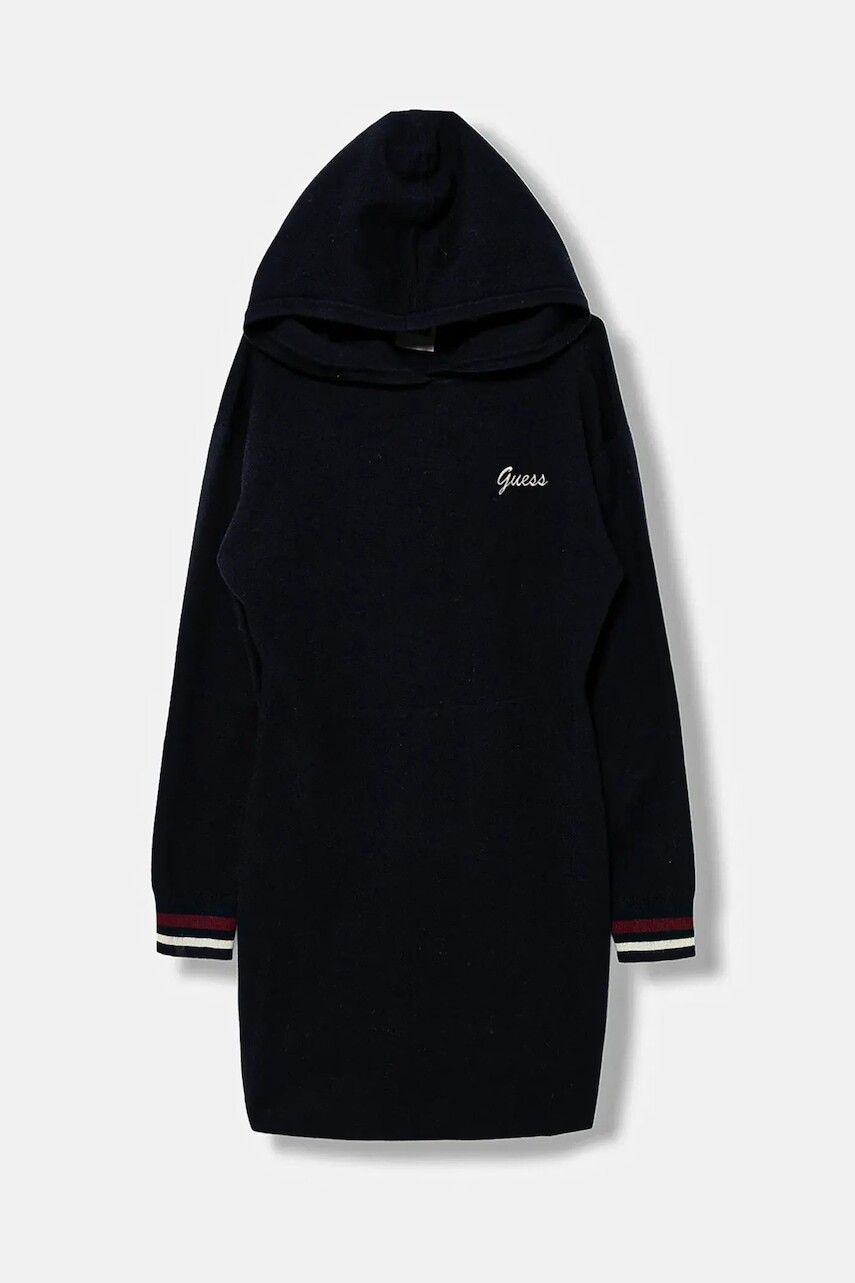 Detské šaty s prímesou vlny Guess tmavomodrá farba, mini, priliehavé, J5BK32 Z1152