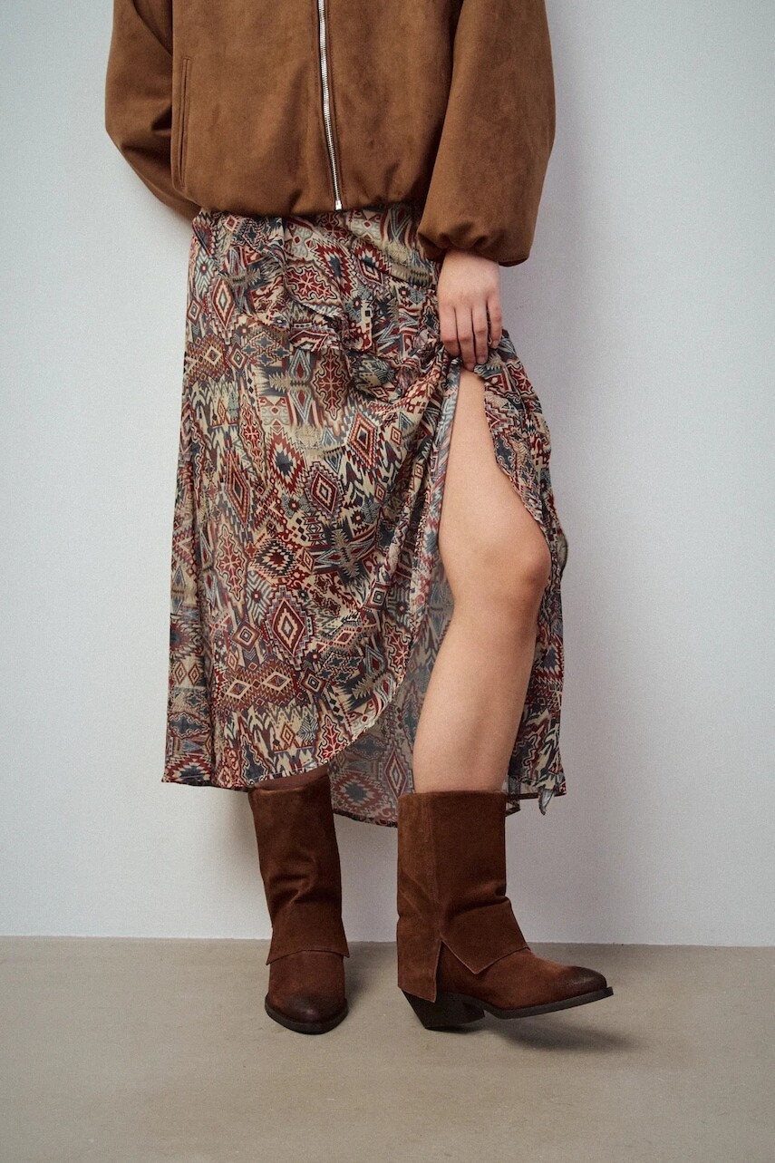 Semišové kovbojské topánky Medicine hnedá farba, na podpätku