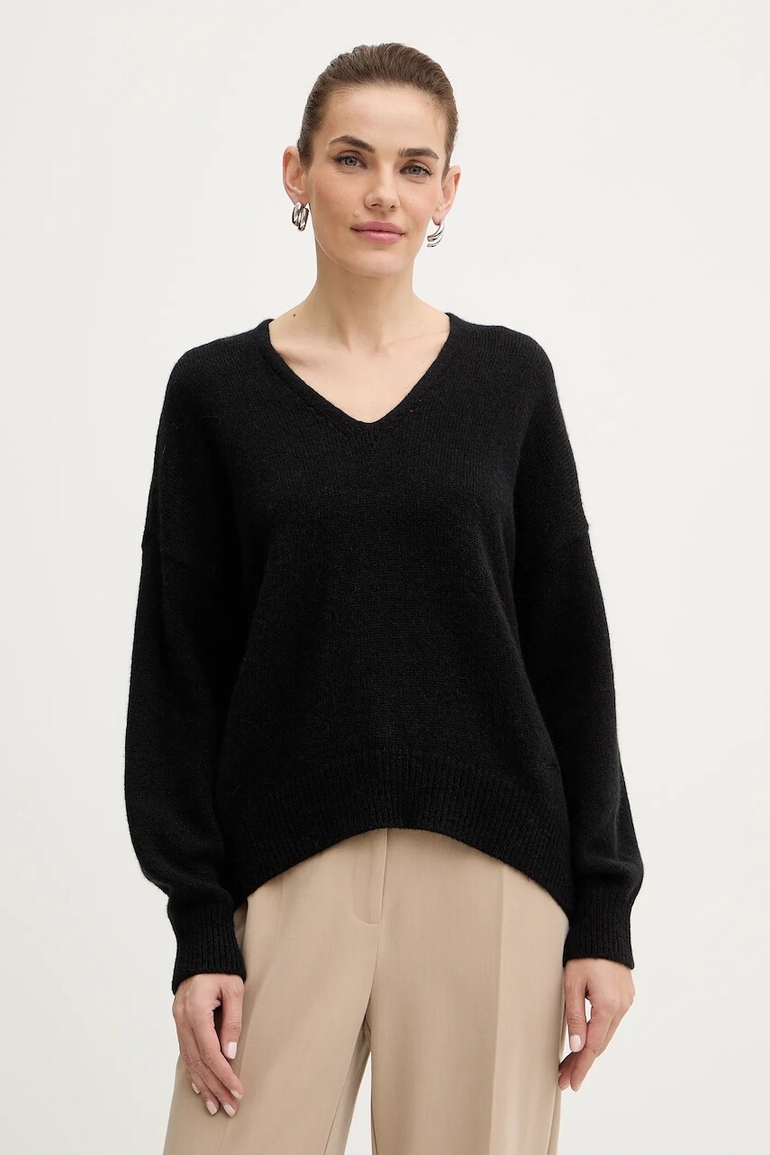 Sveter s prímesou vlny BOSS Orange čierna farba, 50550464