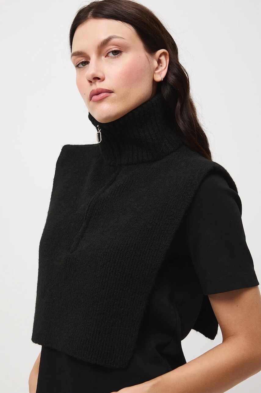 Rolákový šál Medicine čierna farba, jednofarebná