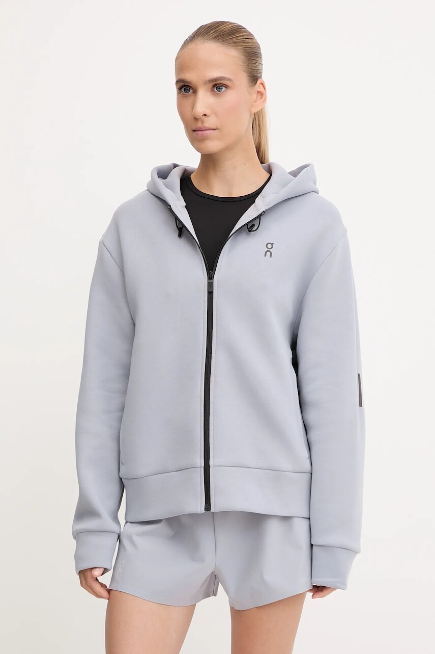 Mikina On Focus Tech fialová farba, s kapucňou, jednofarebná, 1WF30370174