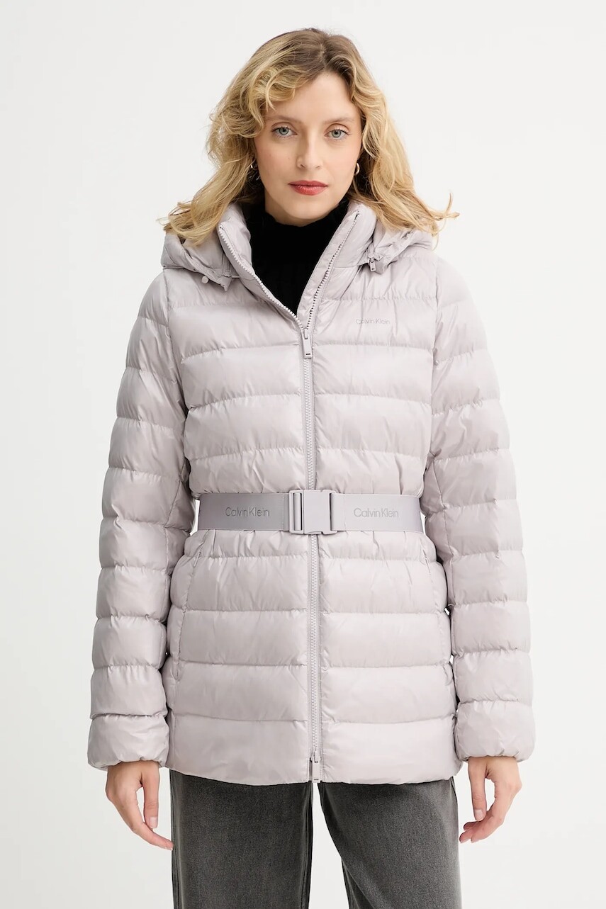 Bunda Calvin Klein šedá farba, zimná, LV044D542G