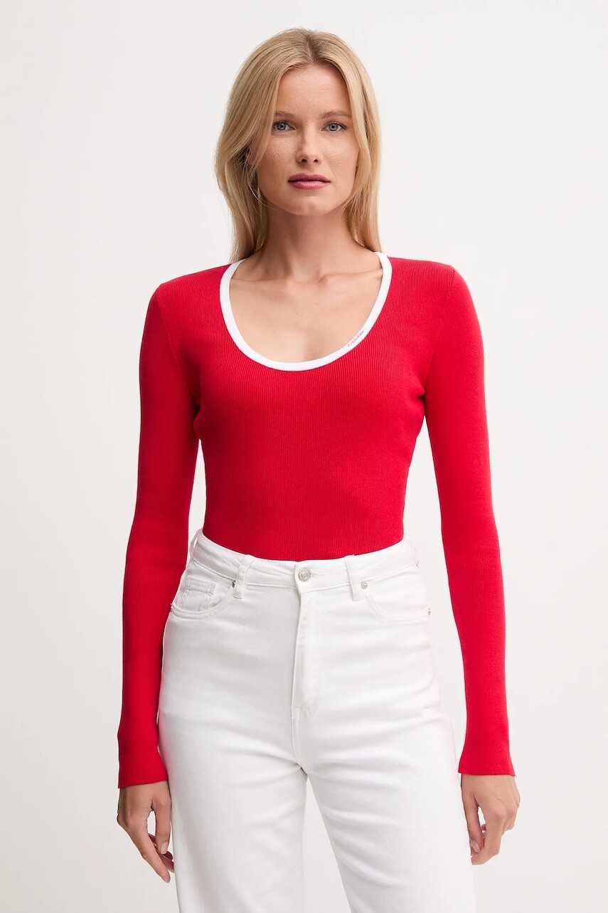 Sveter Calvin Klein Jeans červená farba, LV044D360G