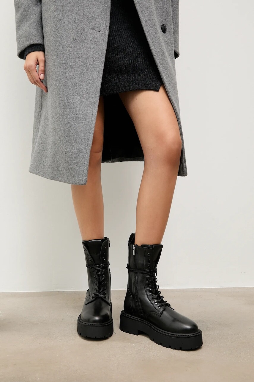 Kožené workery Answear.LAB čierna farba, na platforme