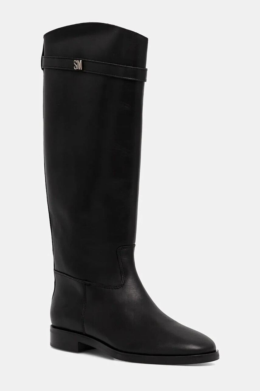 Kožené čižmy Steve Madden Novi čierna farba, na plochom podpätku, 11004728