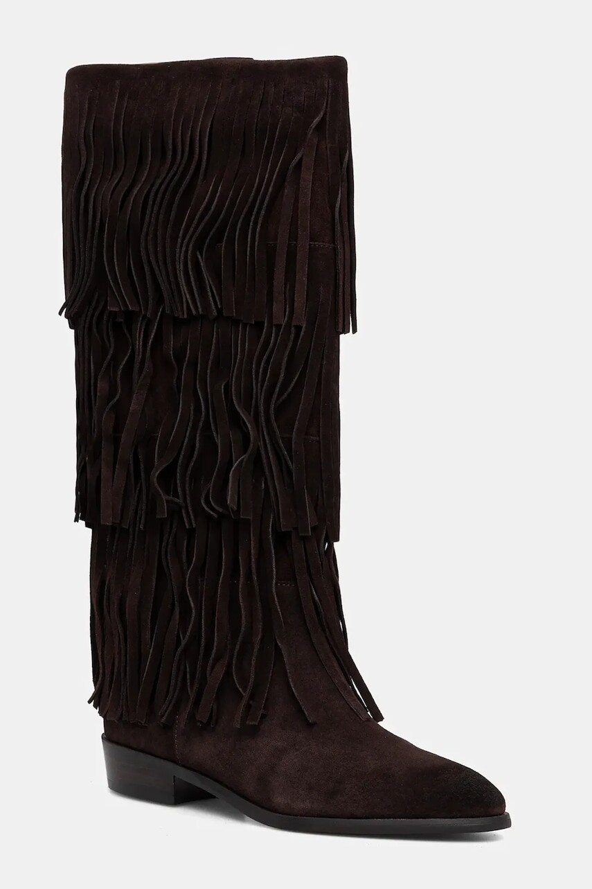 Semišové čižmy Steve Madden Spur hnedá farba, na plochom podpätku, 11003916