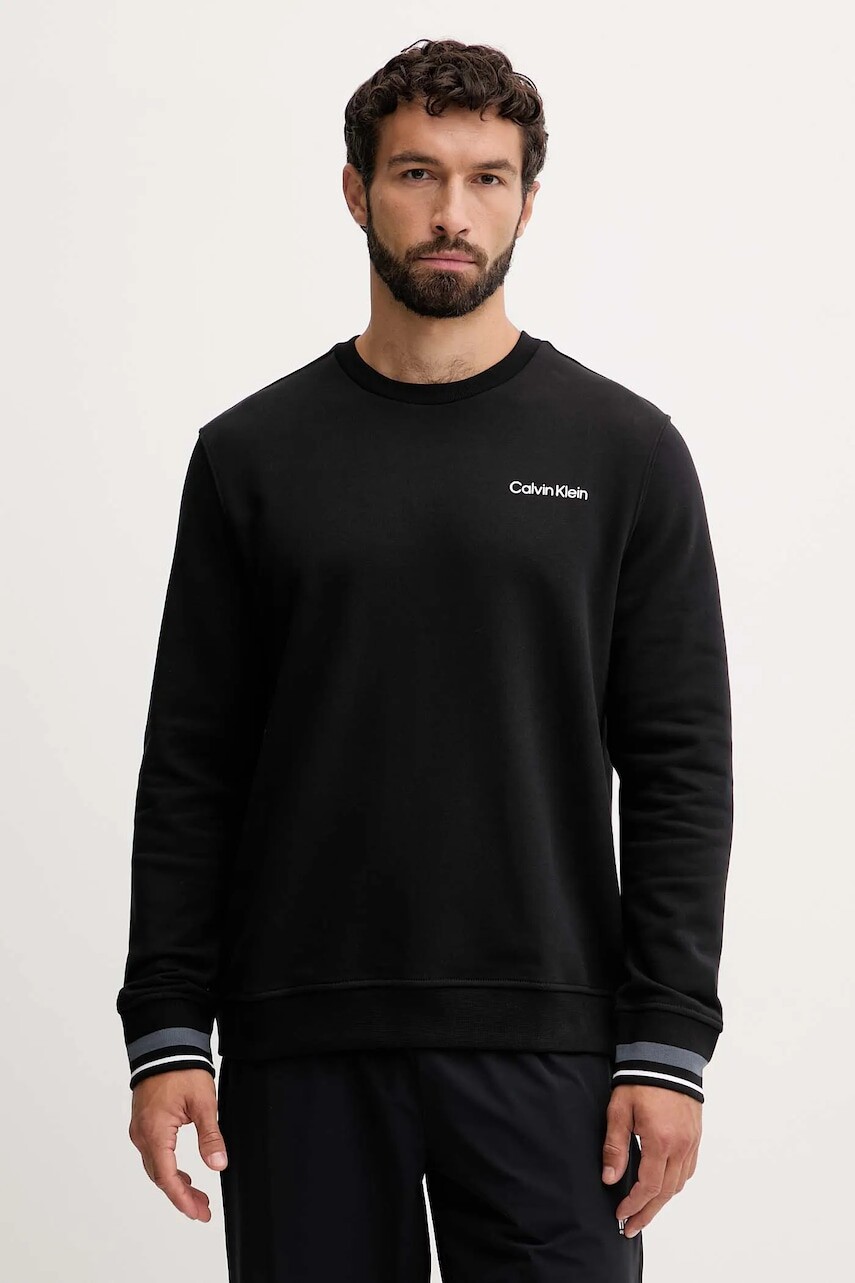 Mikina Calvin Klein Performance čierna farba, s potlačou, LVGMF5W312