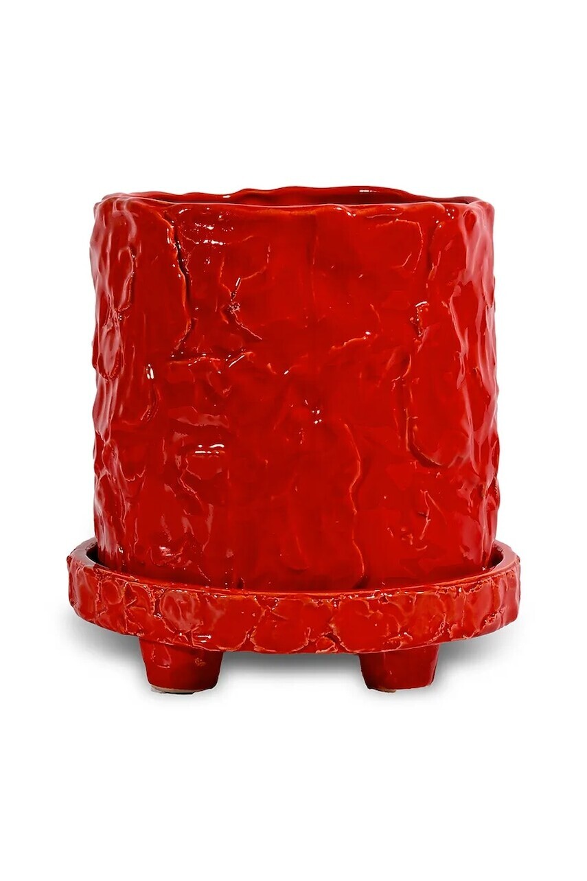 Kvetináč s podšálkou Byon Muddy 18 cm S, x Emma Widell červená farba