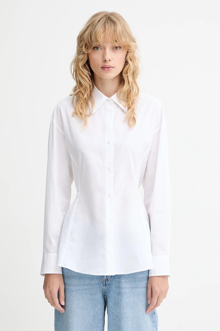 Bavlnená košeľa HUGO biela farba, regular, s klasickým golierom, 50548428