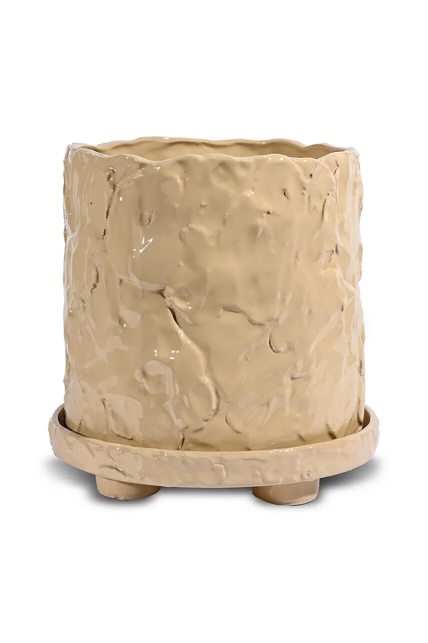 Kvetináč s podšálkou Byon x Emma Widell, Muddy 23,5 cm L béžová farba