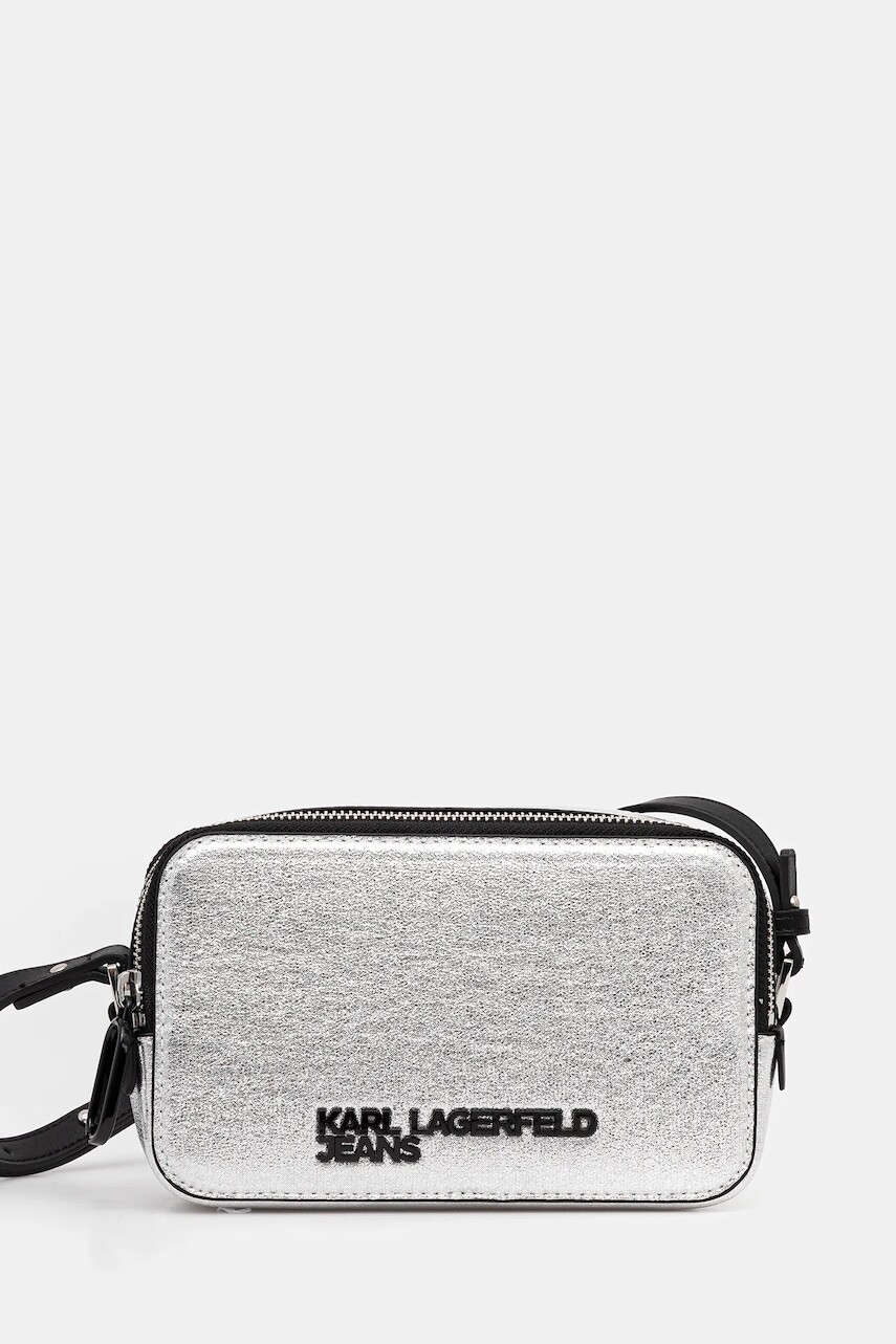 Kabelka Karl Lagerfeld Jeans strieborná farba, A4W30246