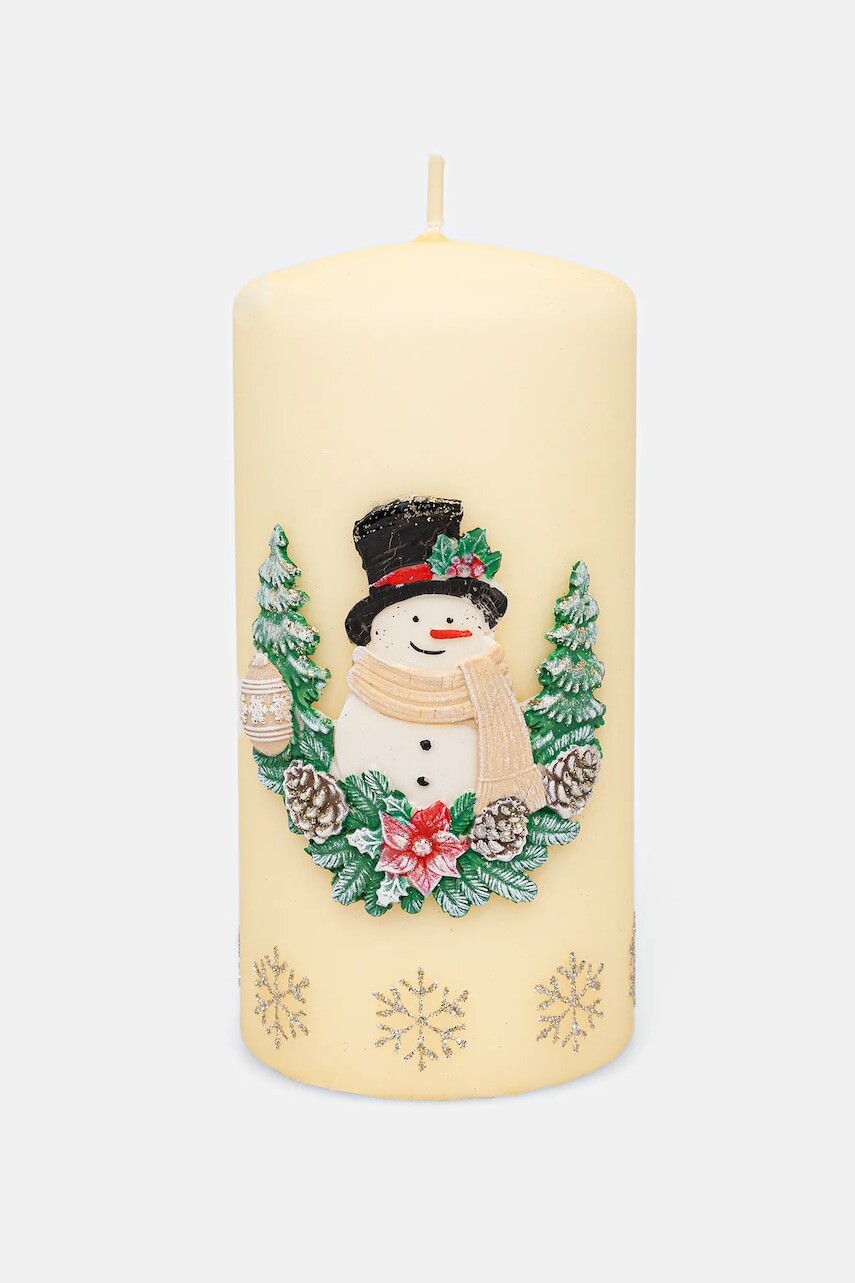 Ozdobná sviečka Affek Design 7 x 7 x 14 cm béžová farba