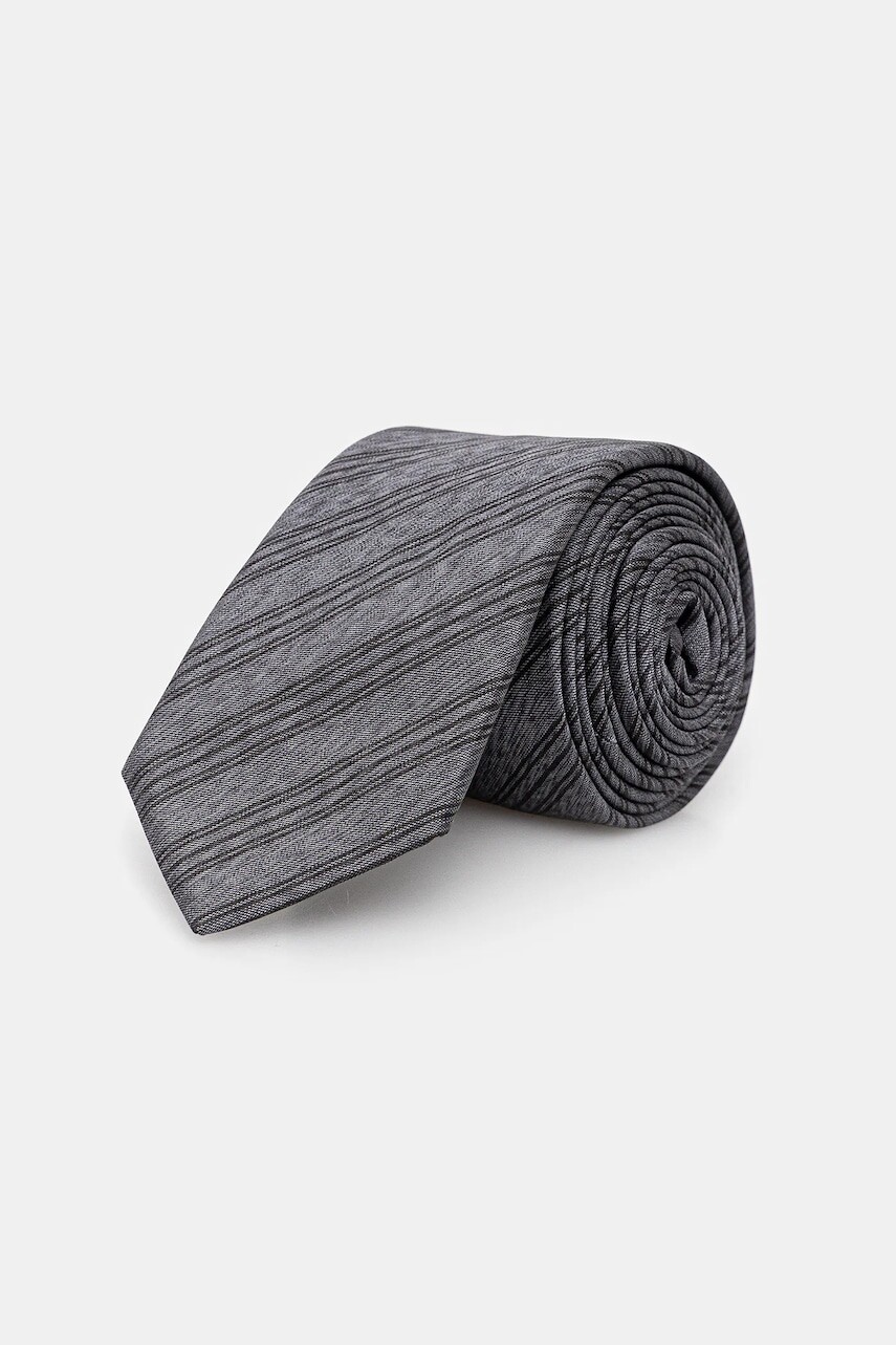 Hodvábna kravata HUGO šedá farba, 50551720