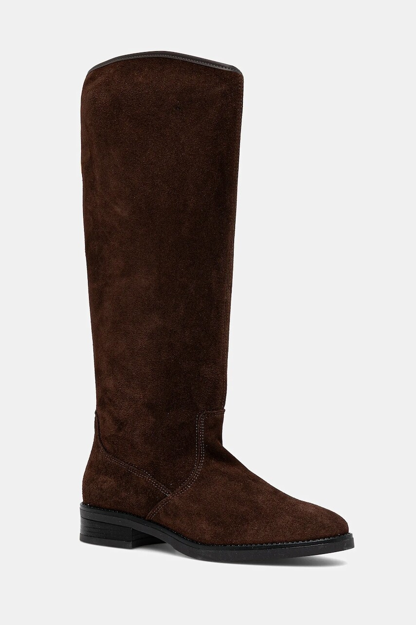 Semišové čižmy Steve Madden Vlora hnedá farba, na plochom podpätku, 11004761