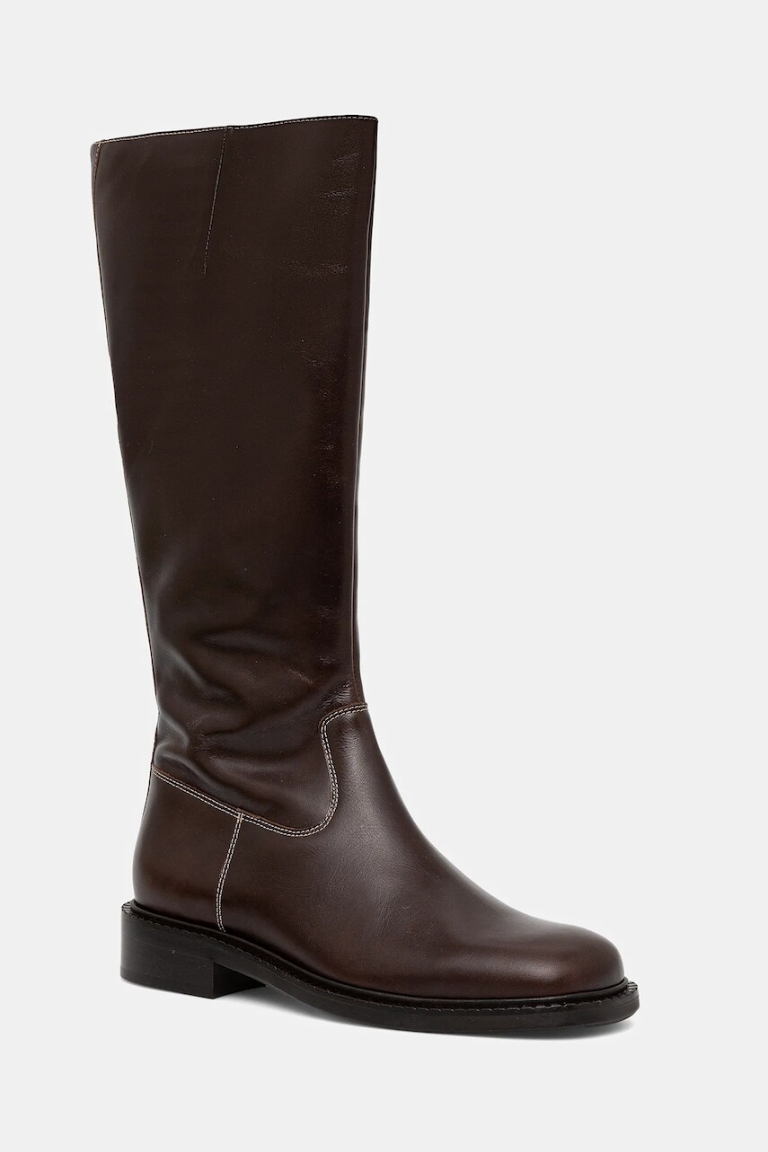 Kožené čižmy Billi Bi hnedá farba, na plochom podpätku, A9136 885