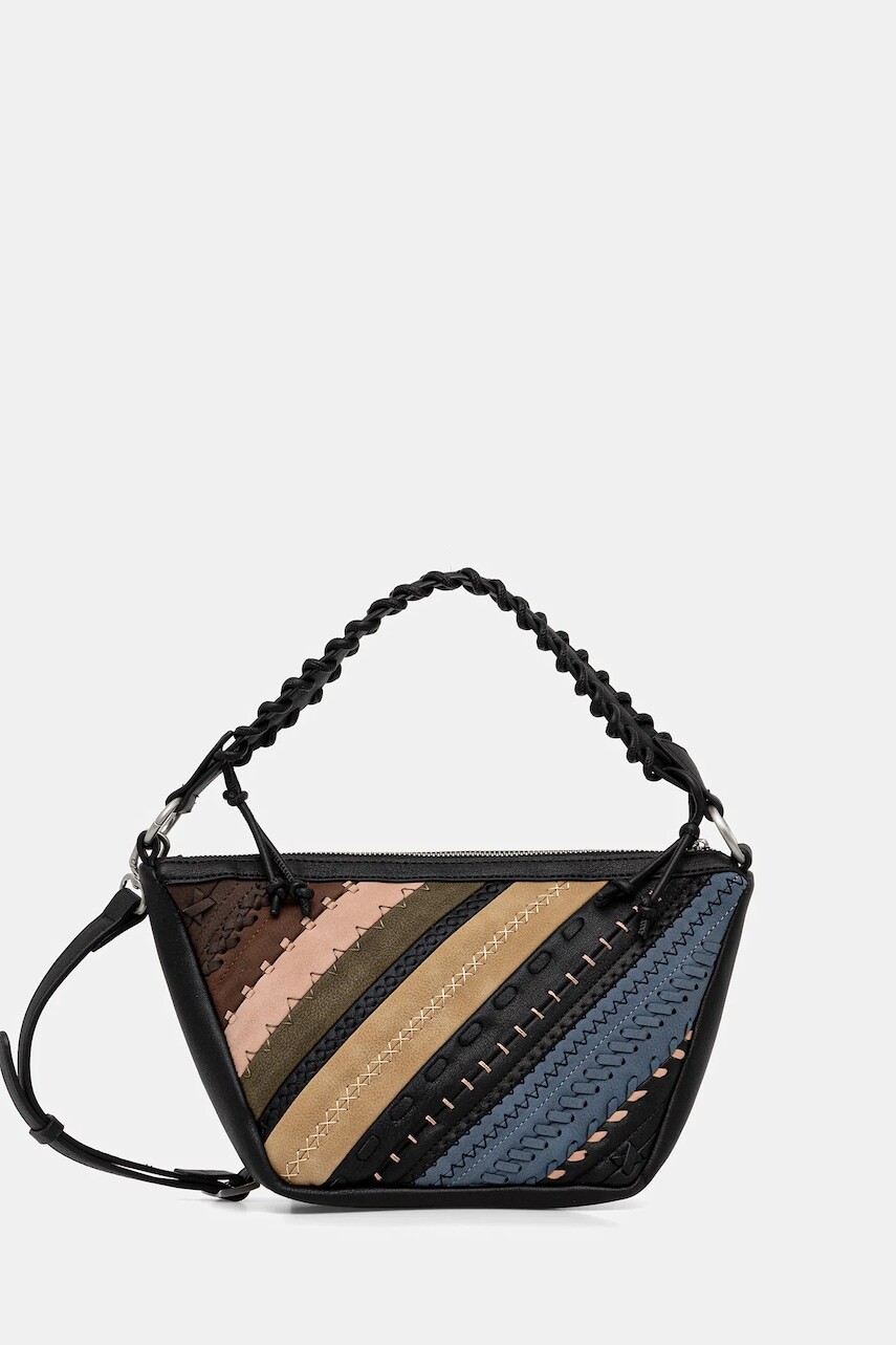 Kabelka Desigual QUEBEC WHIPSTITCH PAT čierna farba, 25WAXP78