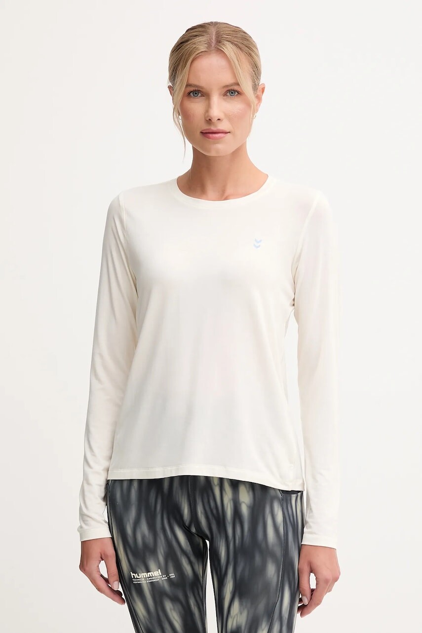Tričko s dlhým rukávom na jogu Hummel béžová farba, 230449