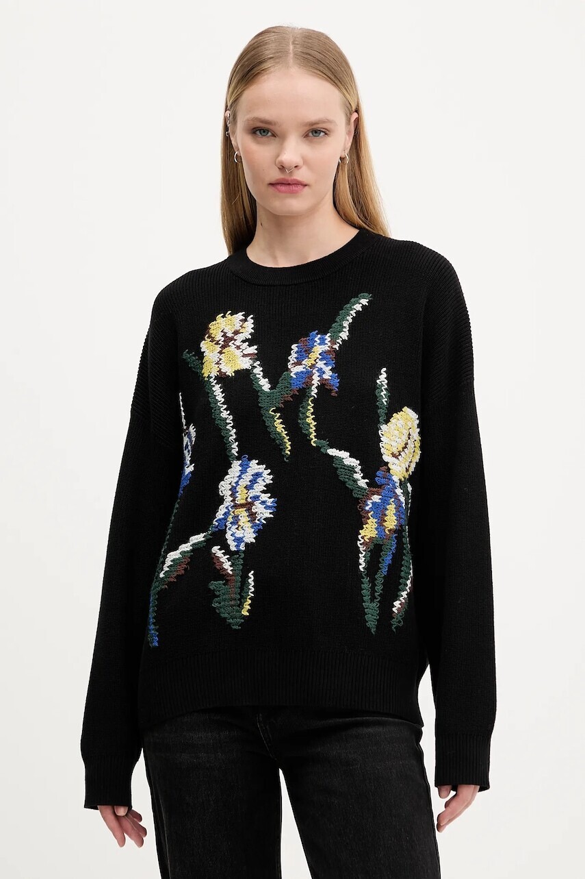 Bavlnený sveter Desigual COOPER čierna farba, 25WWJF36