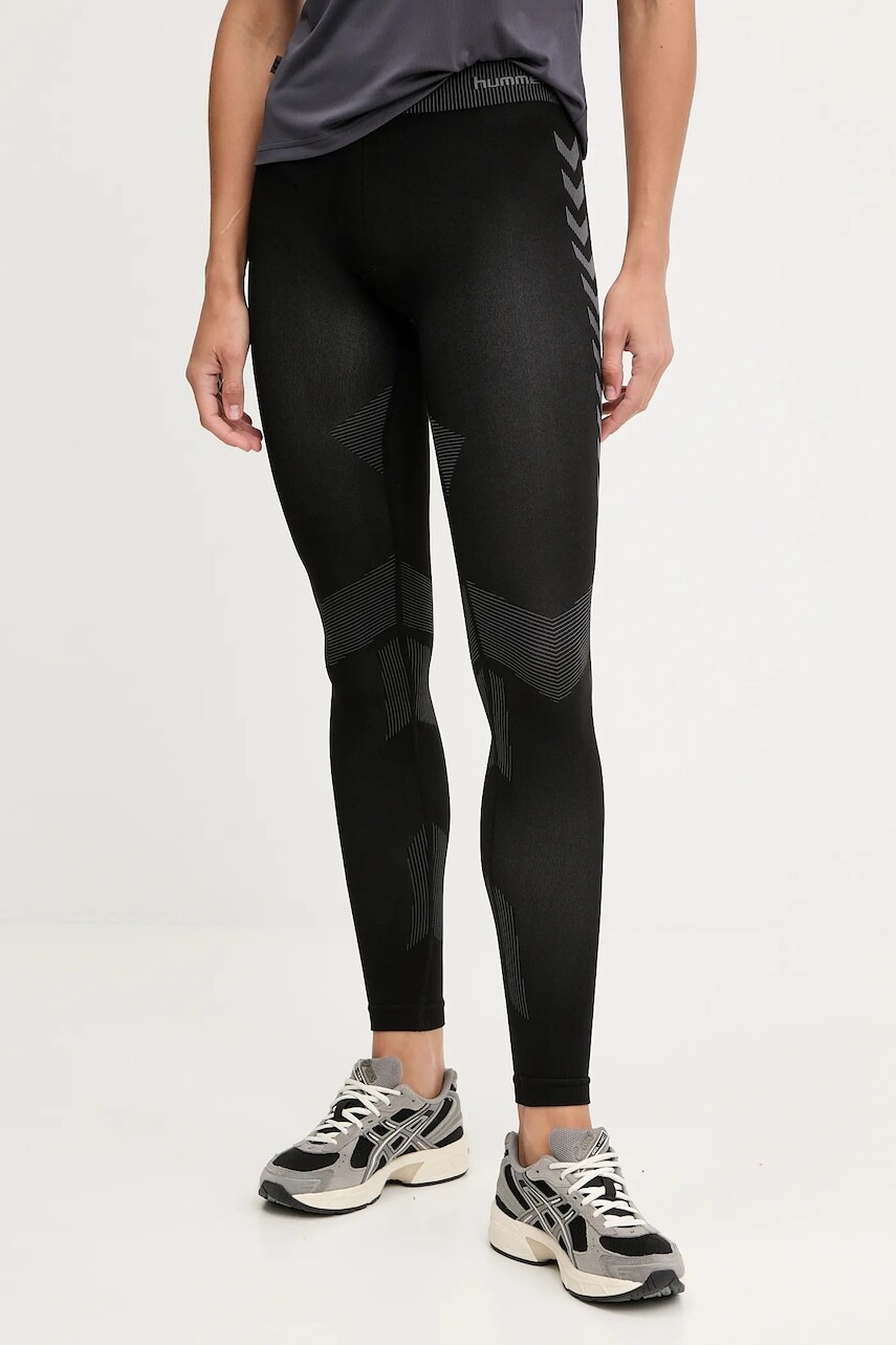 Tréningové legíny Hummel čierna farba, vzorované, 202648
