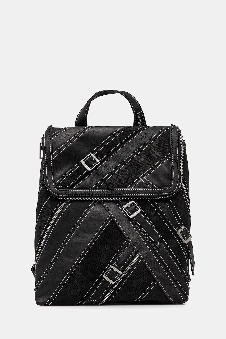 Ruksak Desigual FIBONACCI HAMPTON MI dámsky, čierna farba, malý, jednofarebný, 25WAKP25