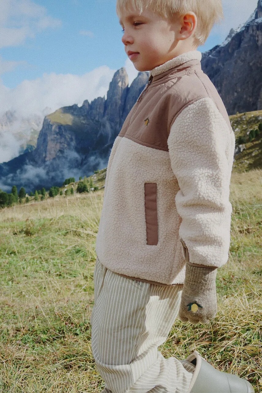 Detská bunda Konges Sløjd FLYNN FLEECE JACKET GRS béžová farba, KS103464