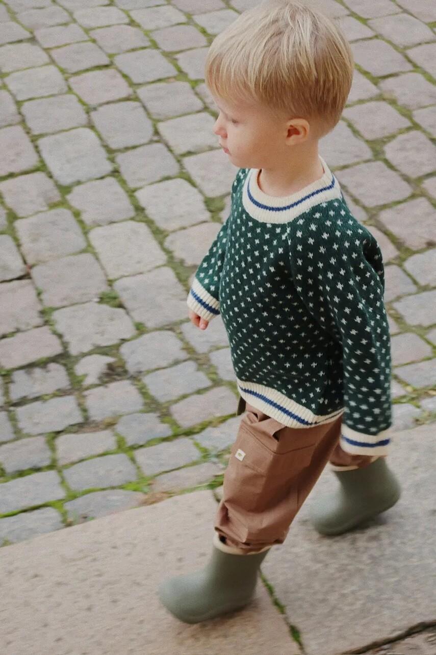 Detské bavlnené nohavice Konges Sløjd PEPPE PANTS GOTS hnedá farba, jednofarebné, KS103960