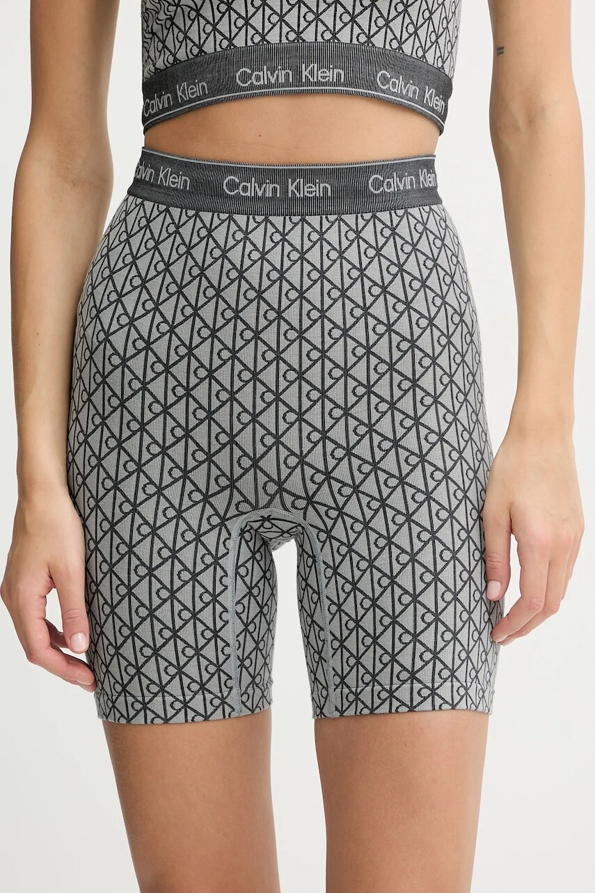 Šortky Calvin Klein Underwear šedá farba, vzorovaná, vysoký pás, LV00QF8488