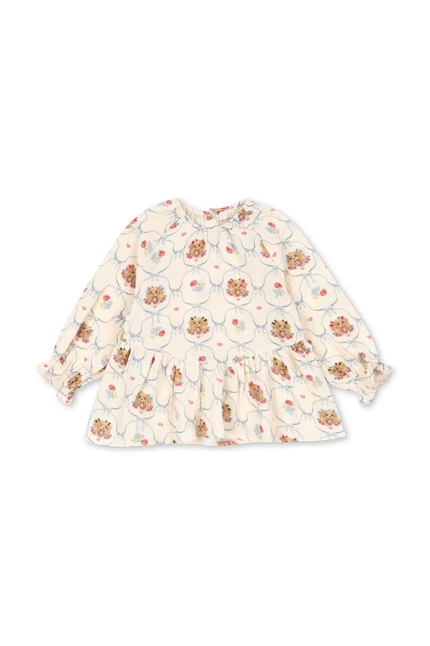 Detská bavlnená blúzka Konges Sløjd COCO BLOUSE GOTS béžová farba, vzorovaná, KS103757