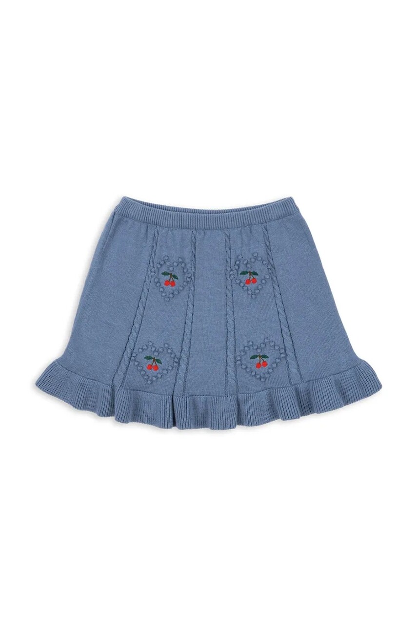 Dievčenská bavlnená sukňa Konges Sløjd SOLEIL KNIT SKIRT GOTS modrá farba, mini, rovný strih, KS103982