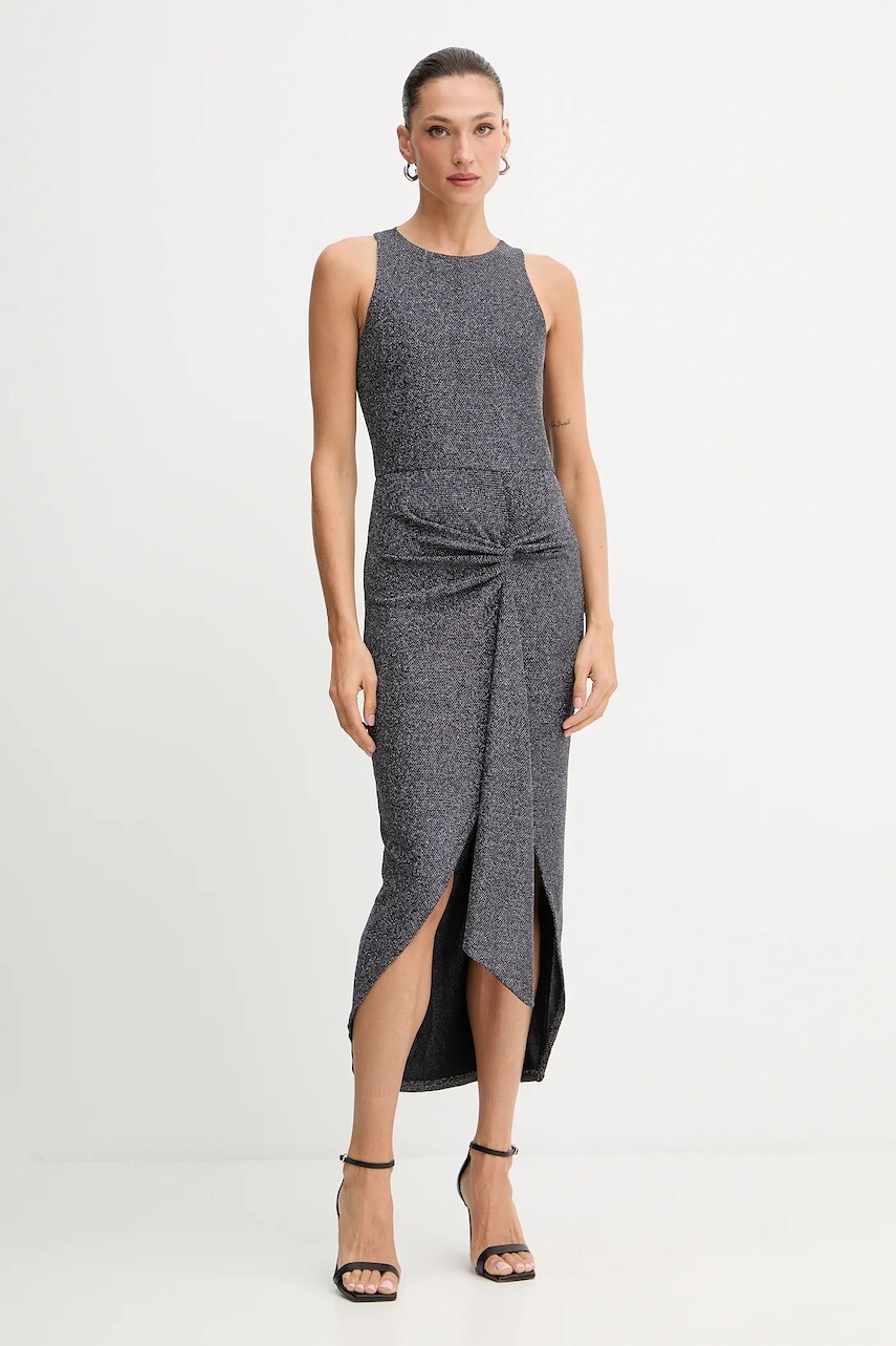 Šaty Patrizia Pepe strieborná farba, midi, rovný strih, 2A2990 J340