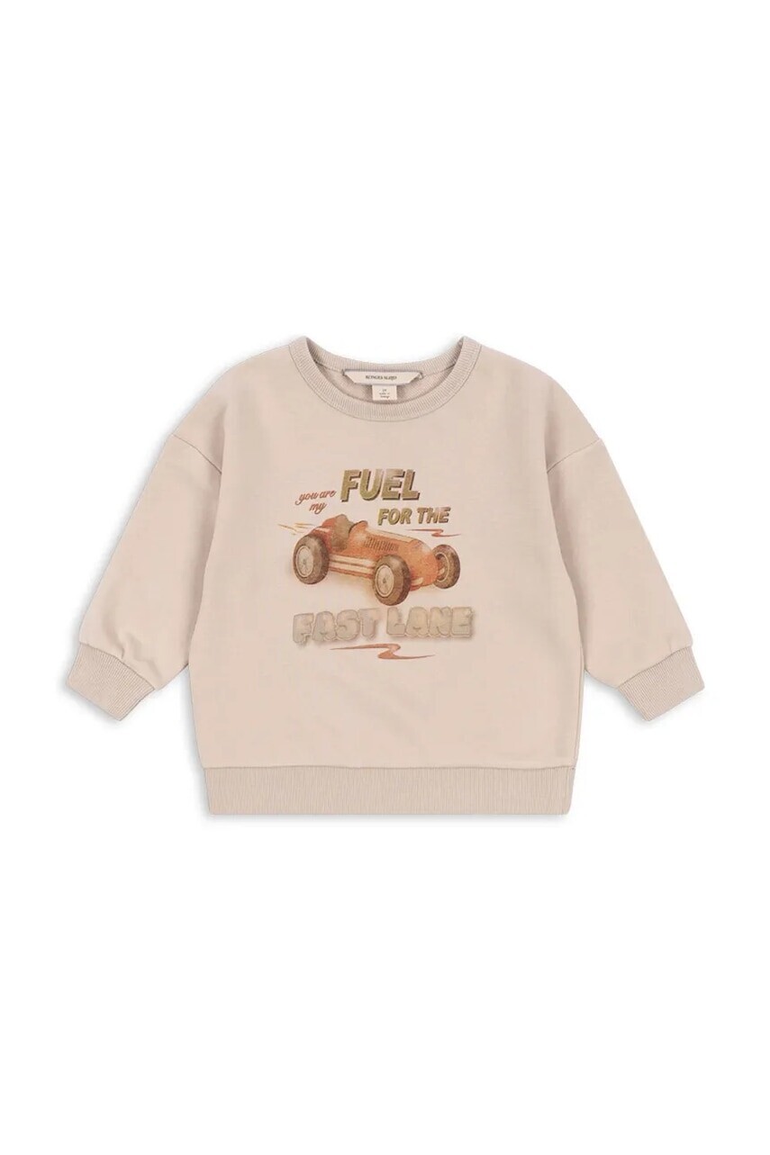 Detská bavlnená mikina Konges Sløjd LOU SWEAT SHIRT OCS béžová farba, s potlačou, KS103868