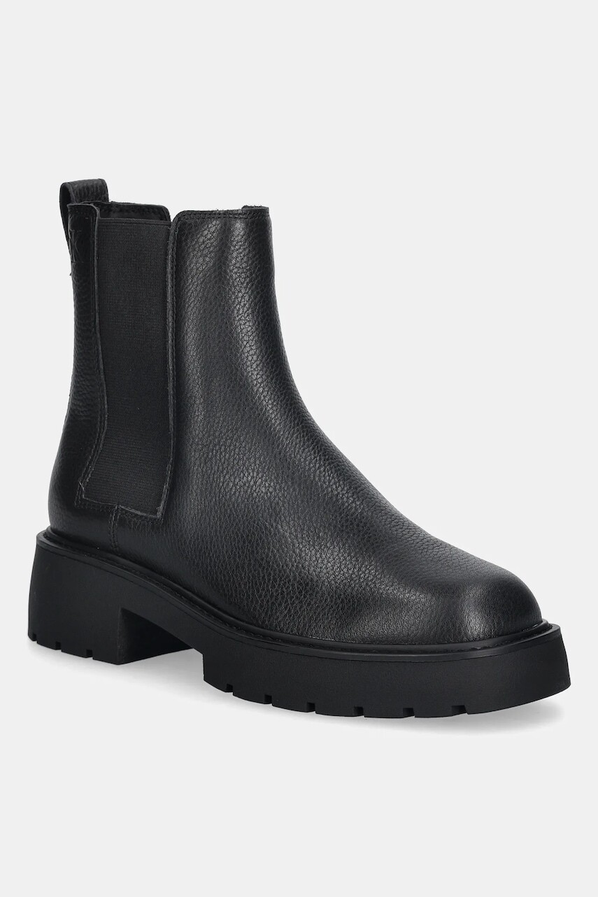 Kožené topánky chelsea Calvin Klein CHUNKY CHELSEA BOOT LTH čierna farba, na plochom podpätku, YW0YW02072