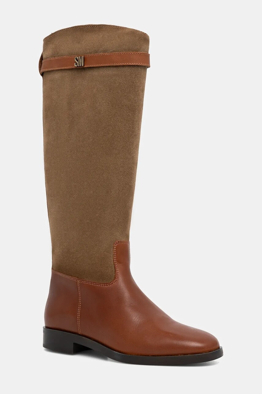 Kožené čižmy Steve Madden Novi béžová farba, na plochom podpätku, 11004728