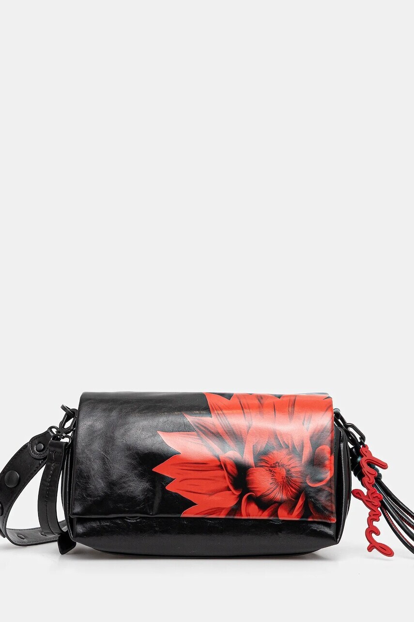Kabelka Desigual FLOWERINA NARON MEDI čierna farba, 25WAXP90