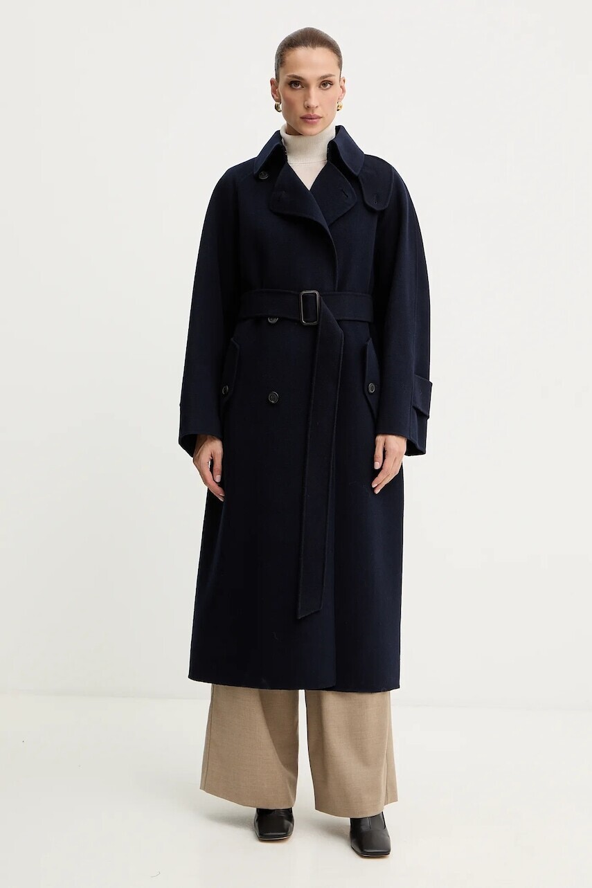 Vlnený kabát Weekend Max Mara CADINE tmavomodrá farba, 2525016022600